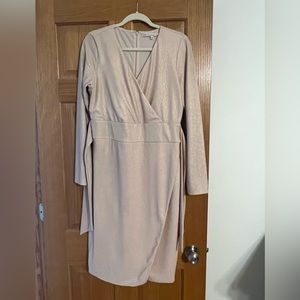 Rachel Roy Women's Pink Metallic V-Neck Tie Wrap Dress Size XL
